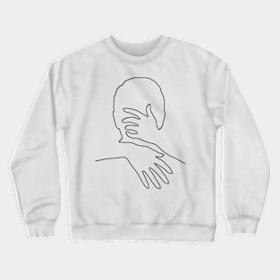 My Valentine Tight Hug Black Line Drawing On White Crewneck Sweatshirt